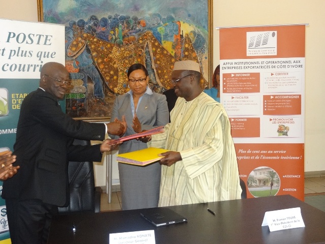 La Chambre de Commerce et d’Industrie de Côte d’Ivoire et la Poste de Côte d’Ivoire scellent un partenariat au profit des opérateurs économiques locaux membres de la CCI-CI.