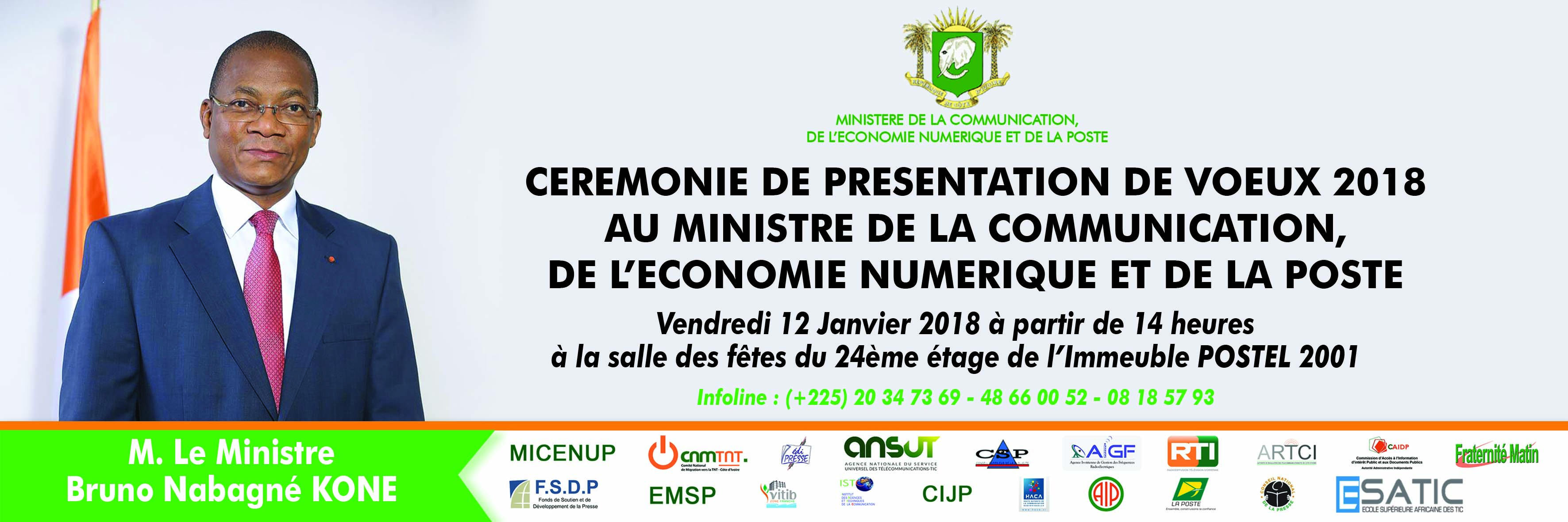 La cérémonie de présentation de vœux 2018 au Ministre de la Communication, de l’économie numérique et de la Poste